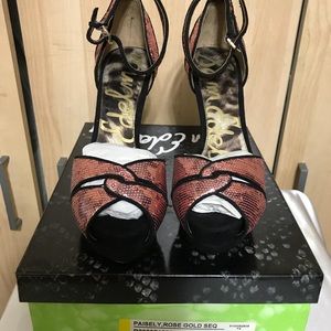 Sam Edelman Rose Gold Sequined Pumps Women Heels Size 8